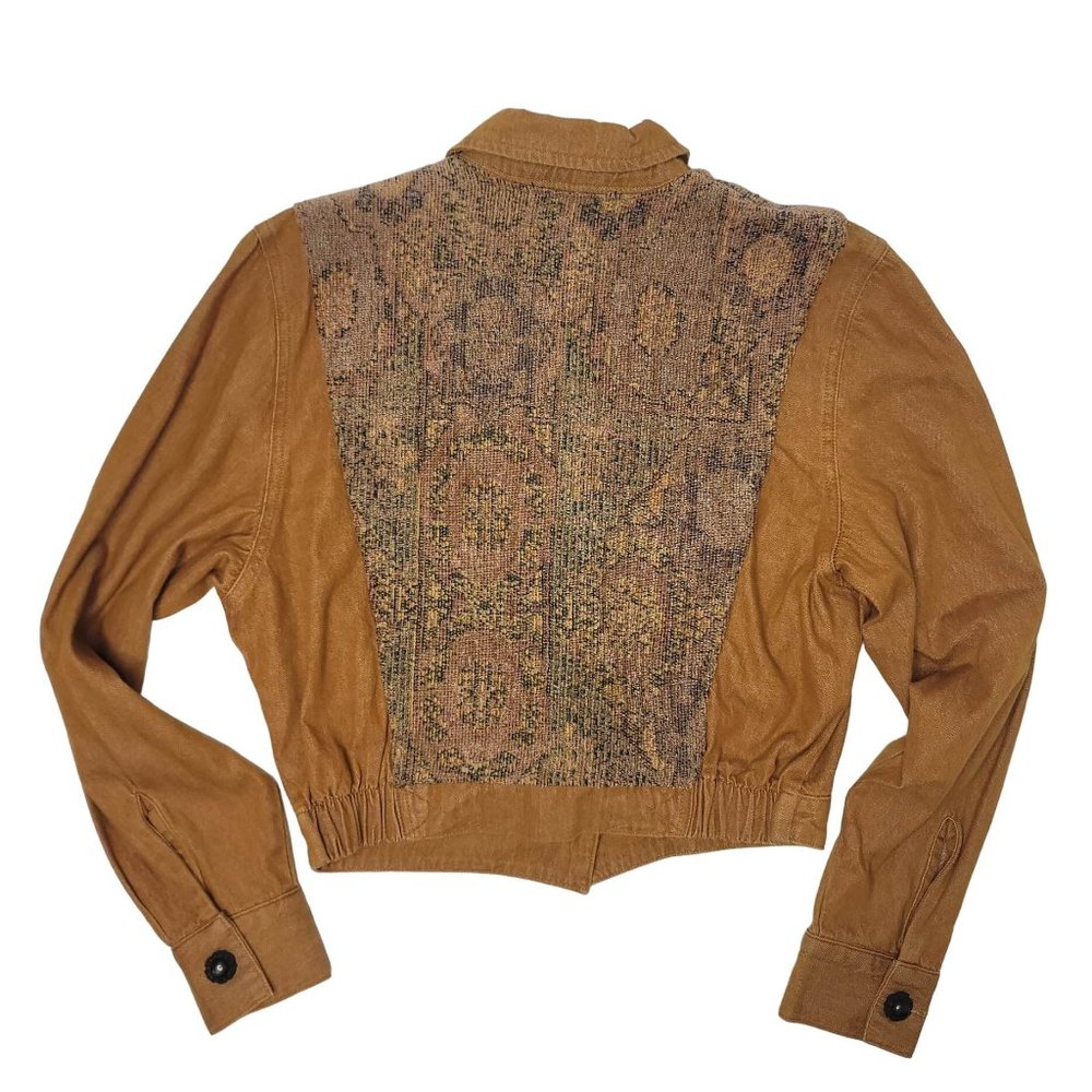 Vintage Lorraine Wardy western carpet panel cotton studded jacket brown small - Picture 2 of 6